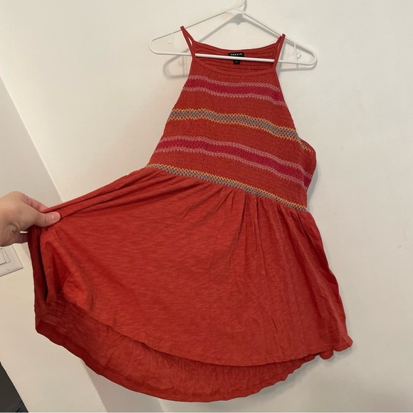 NEW NWT TORRID 3 Plus Size Super Soft Smocked High Neck Babydoll Top Orange Tank - Picture 10 of 15